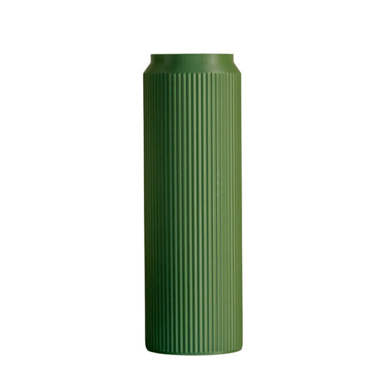 Olíva zöld, modern bordázott váza "Olive Line Vase"
