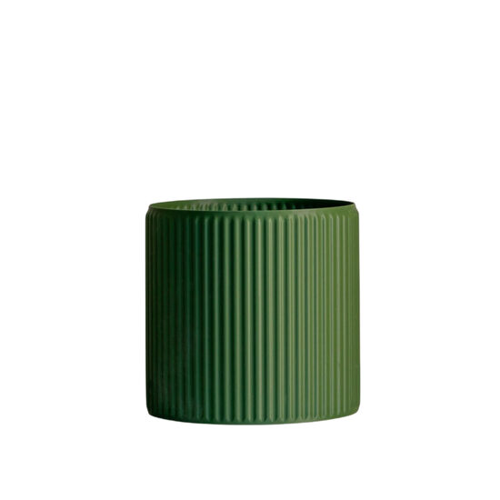 Olíva zöld, bordázott modern kaspó "Olive Line Pot"
